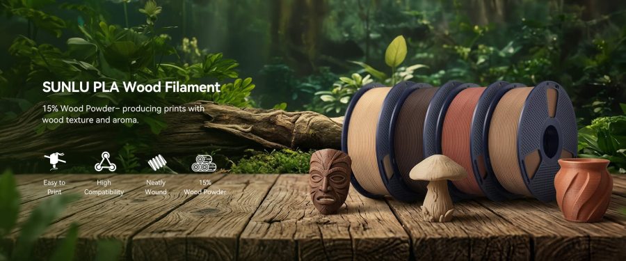 SUNLU PLA Wood 1,75mm 1kg 3D Yazıcı Filamenti - Wood (Ahşap)